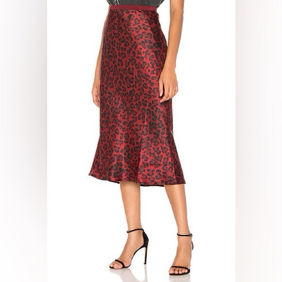 Anine Bing Bar Silk Skirt - Red Leopard - Picture 4 of 6